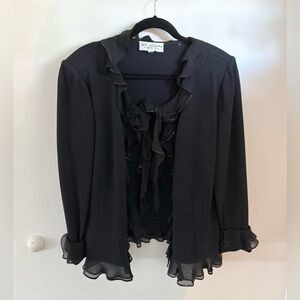 St. John Black Ruffled Blouse